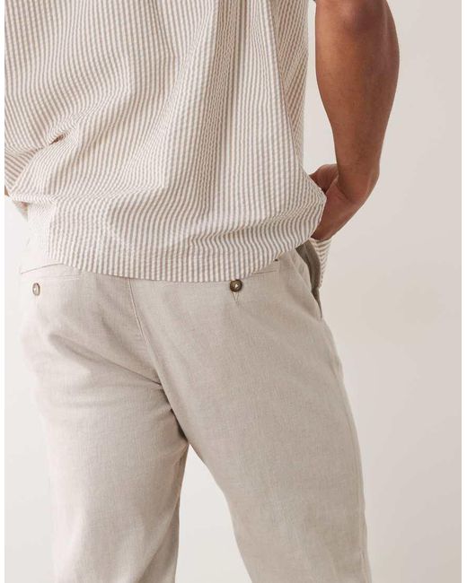 SELECTED Natural Linen Blend Drawstring Pants for men
