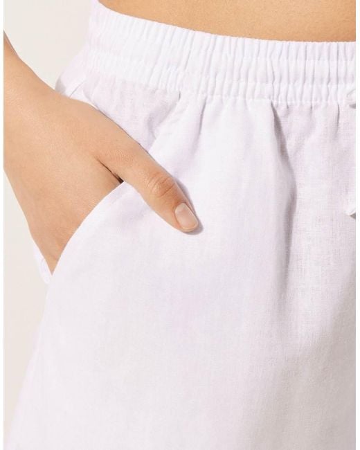 Calzedonia White Linen And Viscose Shorts