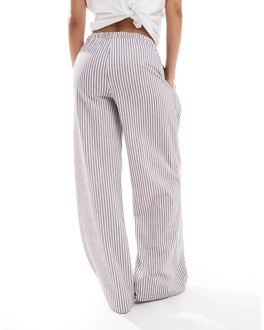 Pantalon large noué à la taille - rayures nautiques ASOS en coloris White