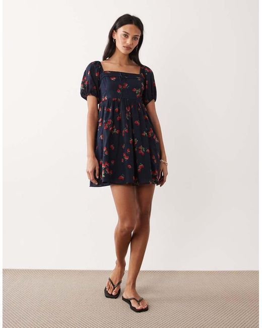Abercrombie & Fitch Black Square Neck Milkmaid Mini Dress