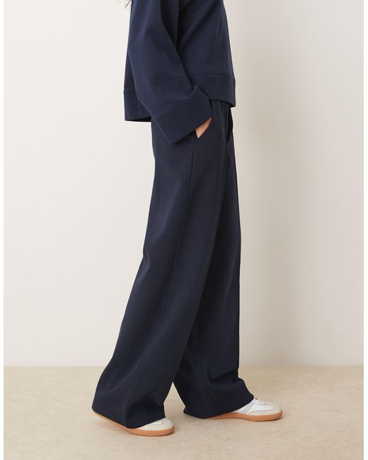ASOS Blue Interlock Wide Leg Trouser