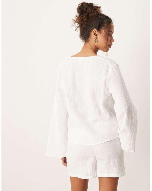 Jdy Natural Tie Front Cheesecloth Shirt Co-ord