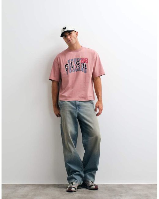 ASOS Red Boxy Oversized T-shirt With Pisa Print for men