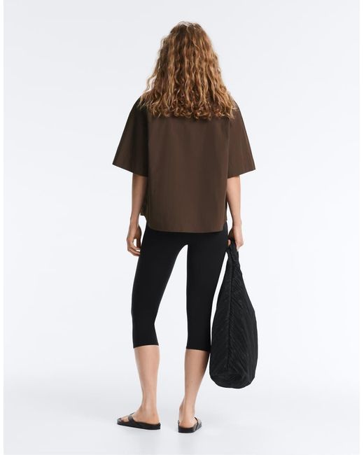 Oysho Brown 100% Cotton Polo Shirt