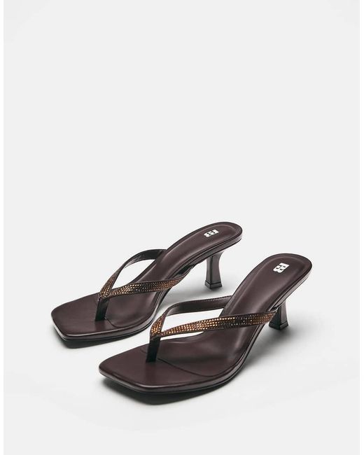 Pull&Bear Natural Heeled Sandals With Rhinestones