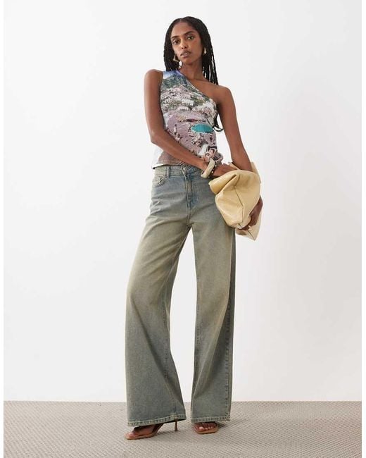 Muse Assembly Gray Sandy One Shoulder Beach Top