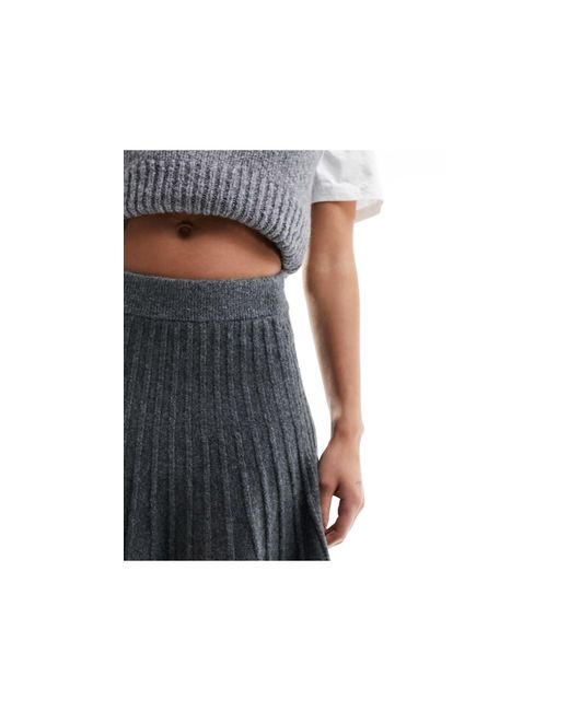 Miss Selfridge Gray Knit Rib Flippy Mini Skirt