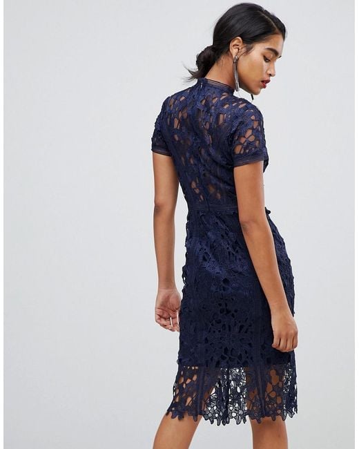 chi chi london navy lace dress Navy Lace Midi Dress Plus Size Cami Premium Lace Midi Dress In Navy Chi Chi London
