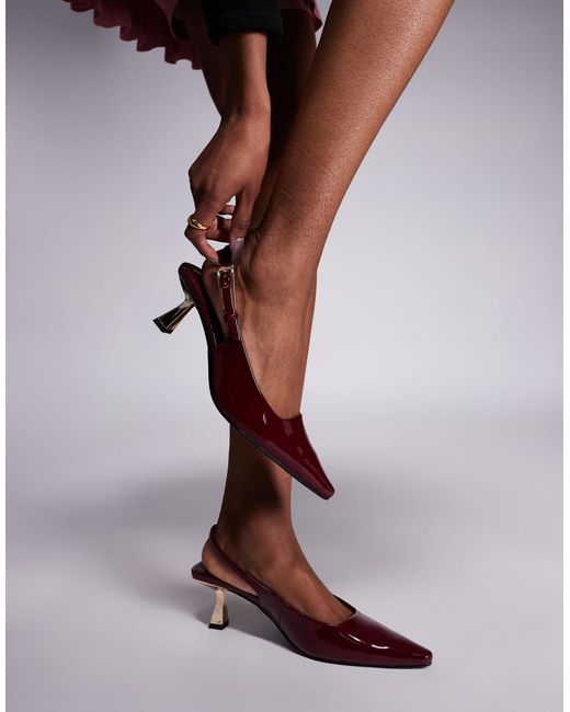 SIMMI Brown Simmi London June Pointed Slingback Kitten Heels