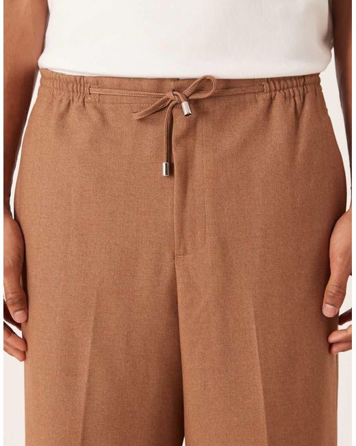 ASOS Natural Smart Co-Ord Wide Leg Trouser With Elasticated Waist for men