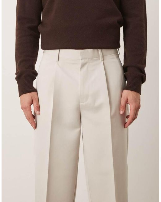 Pantaloni Affusolati Eleganti Oversize Color Écru Con Pieghe Sul Davanti di ASOS in Natural da Uomo