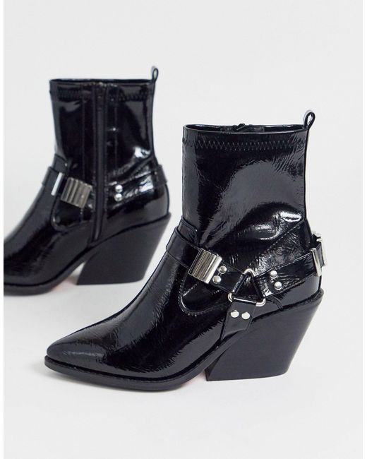 asos black patent boots