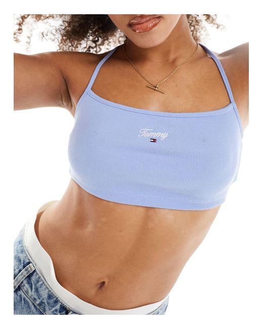 Tommy Hilfiger Blue Cropped Strappy Script Top