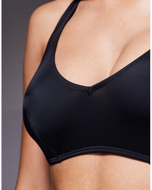 ASOS Black Fuller Bust Maya Pandara Plunge Crop Bikini Top With Hidden Underwire