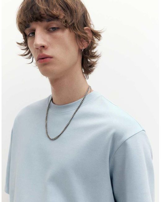 Pull&Bear Blue Boxy Oversized Interlock T-Shirt for men