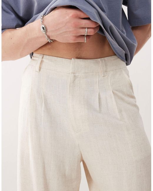 Collusion – elegante hose aus webstoff und leinen in Blue für Herren