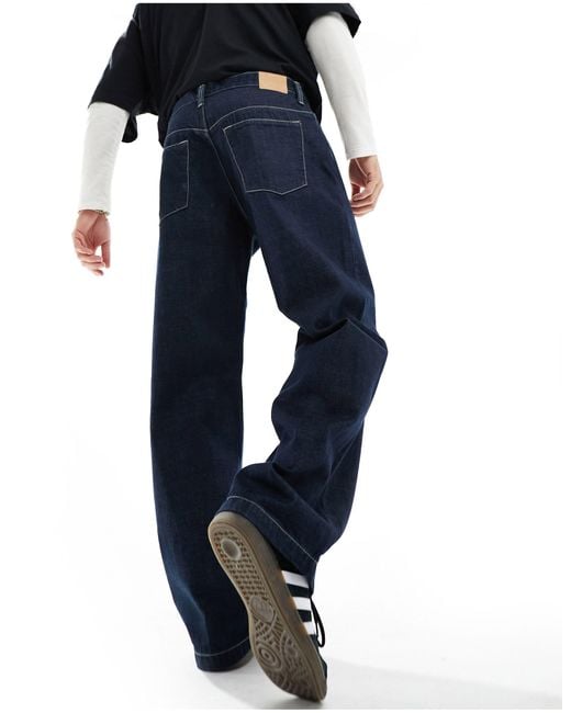 Weekday Black Sphere Low Waist Relaxed Fit Straight Leg Jeans for men