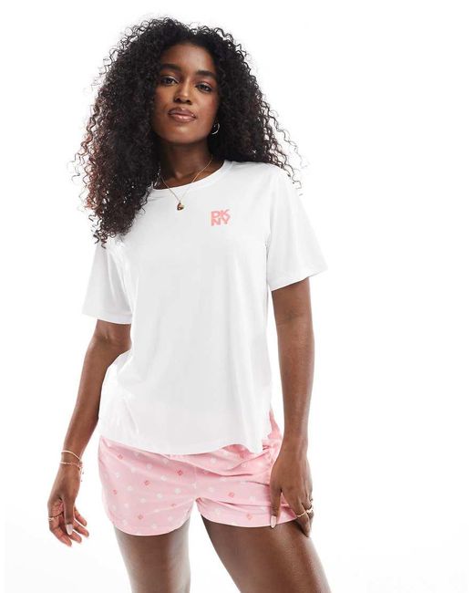 DKNY White Brighten Your Day Short Sleeve Top & Boxer Sleep Set
