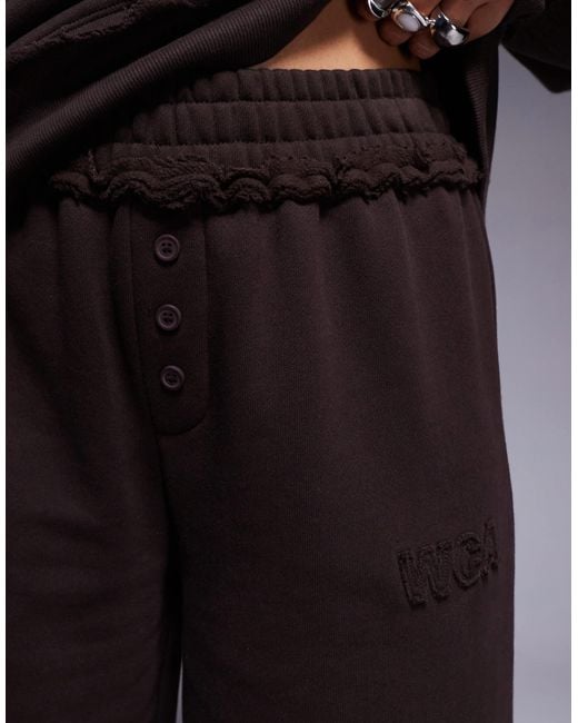 ASOS Blue Weekend Collective Heavyweight Wide Leg Trackies With Ski Club Graphic