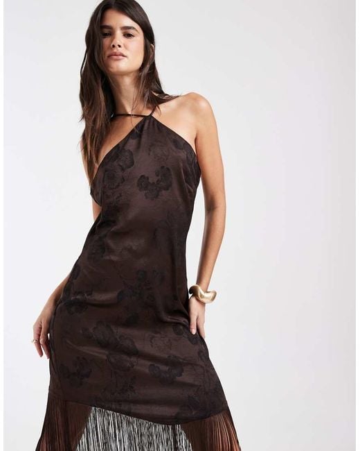 Vero Moda Multicolor Cami Strap Mini Dress With Fringe Detail Skirt