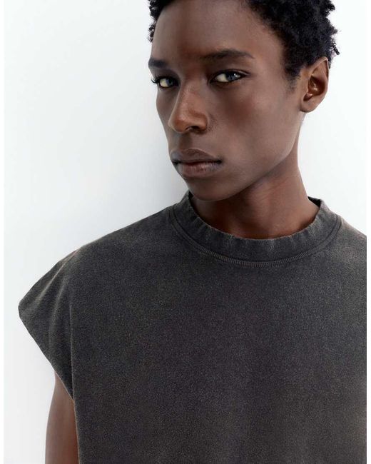 Pull&Bear White Acid Wash Tank Top for men