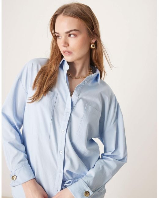 Pretty Lavish Blue Cotton Poplin Shirt Co-ord