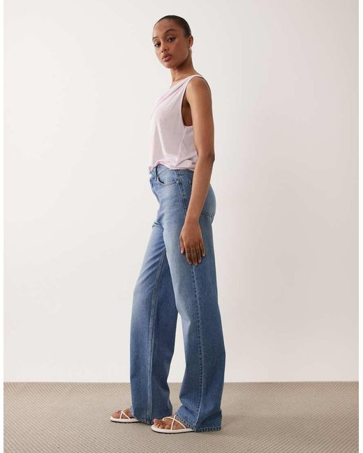 ASOS Blue Asos Design Tall Straight Wide Leg Jeans