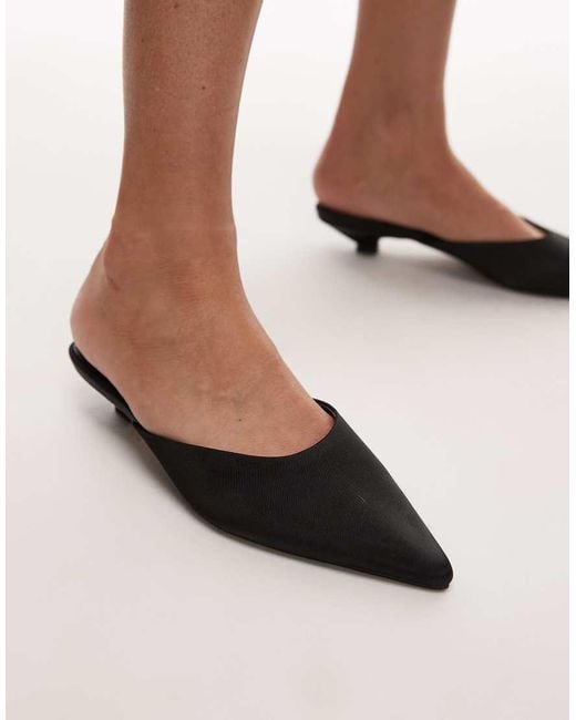 TOPSHOP Black Dakota Court Kitten Heel Shoe