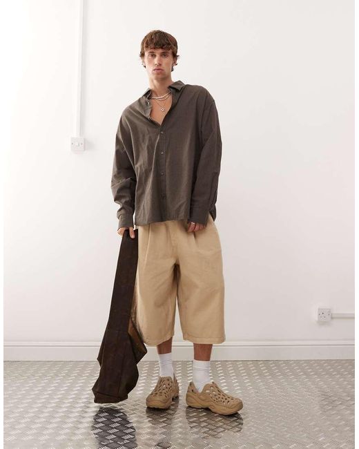 Camisa A Cuadros Pequeños De Corte Suelto De Weekday de hombre de color Brown