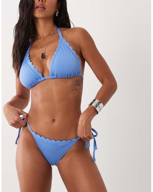 Peek & Beau Blue Textured Tie Side Bikini Bottom