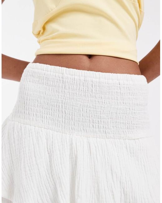 Vero Moda White Shirred Waist Ruffle Him Cheesecloth Mini Skirt