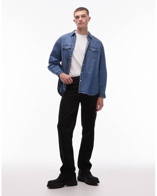 AllSaints Blue Fenton Denim Shirt for men