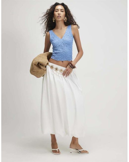 River Island Blue Lace V Neck Cami Top