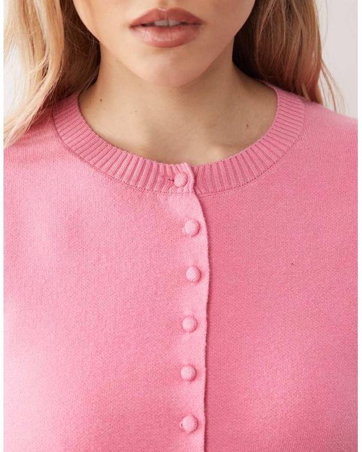 Threadbare Pink Crew Neck Cardigan