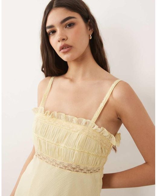 ASOS Natural Cami Mini Dress With Lace Trim