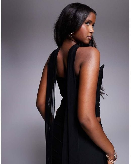 House Of Cb Black Hallie Corset With Neck Scarf