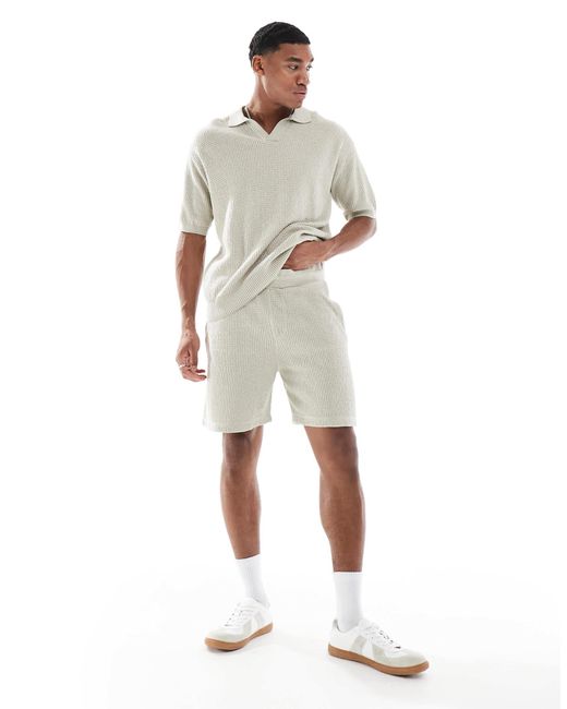 Boss Natural Amoffle Waffle Regular Shorts for men