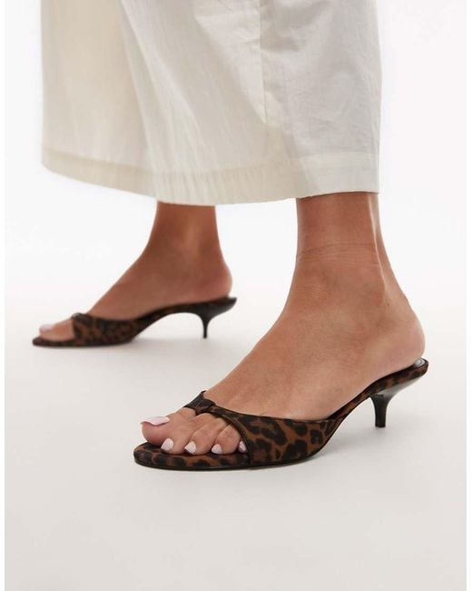 Mango Black Leopard Print Micro Kitten Heel Sandal