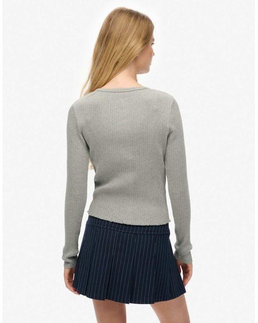 Superdry Gray Athletic Essentials Ribbed Cardigan