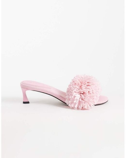 ASOS Pink Holden Raffia Mid Heeled Sandals