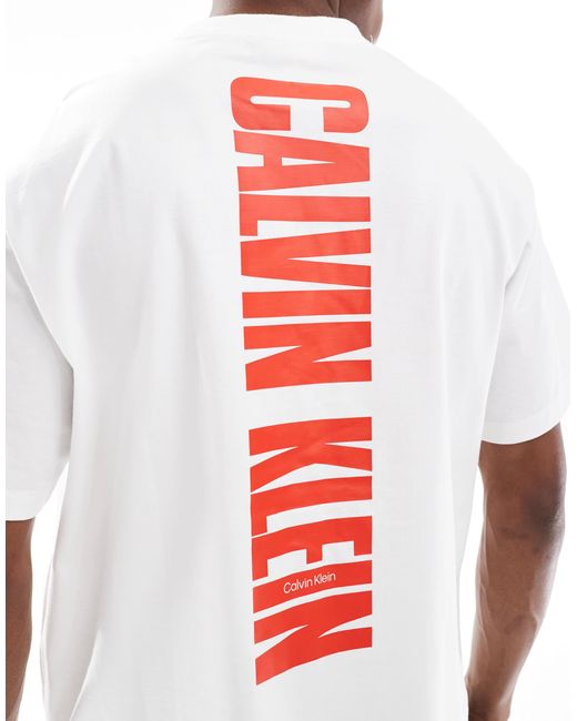 Calvin Klein White Vertical Back Print T-shirt for men