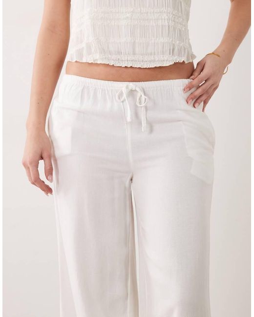 Mango Natural Teen Linen Mix Tie Waist Straight Leg Pants