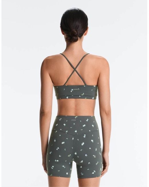 Oysho Blue Evermove Light Support Floral Print Sports Bra