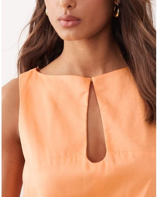 ASOS Natural Slash Neck Keyhole Mini Sundress