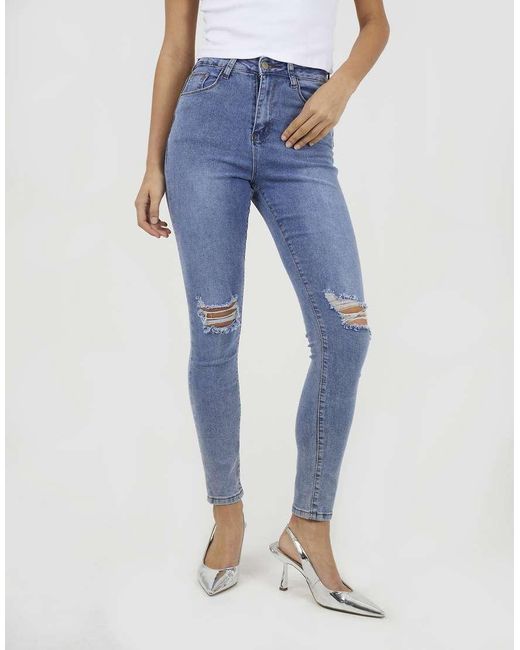 Brave Soul Blue Ripped Skinny Jeans