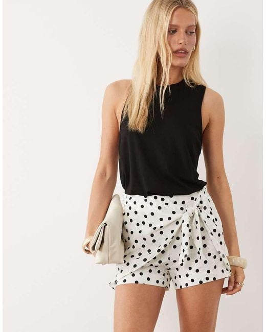 River Island Black Polkadot Tie Front Detail Skort