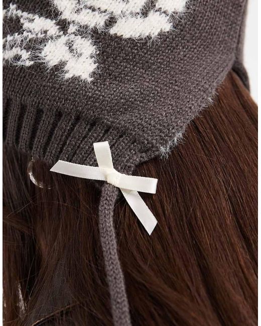 Daisy Street Black Intarsia Bonnet With Bows