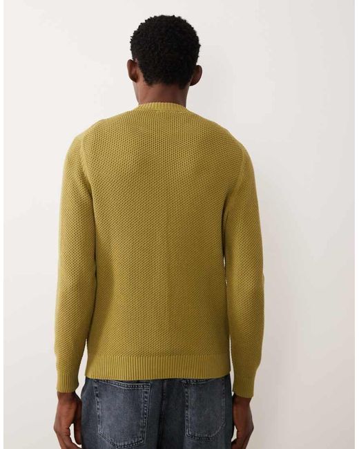Mango Green Waffle Knit Crew Neck Jumper