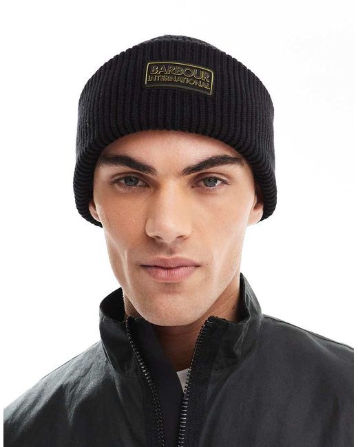 Barbour Black Flex Beanie Hat for men