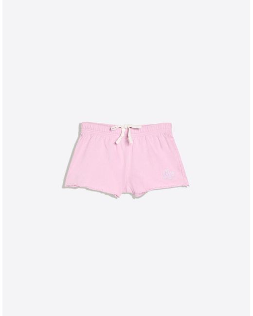 Bershka Pink Embroidered Fleece Shorts